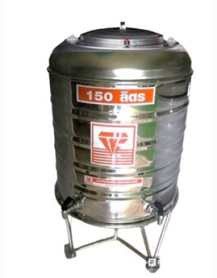 ถังน้ำดื่มสเตนเลส ตราเพชร ก๊อกคู่ พร้อมขาตั้ง ปริมาตร 150 ลิตร รหัส D150