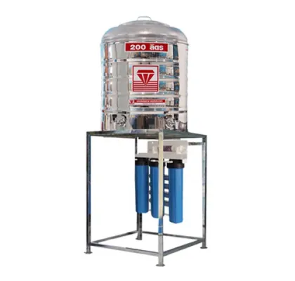 เครื่องกรองน้ำดื่มพร้อมถังเก็บน้ำ กำลังผลิต 400 ลิตร/ชม. ระบบ UF รุ่น US-2UF-20F-SUS200