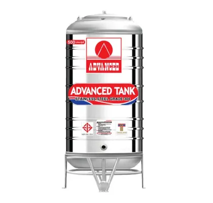 แทงค์น้ำสแตนเลส ADVANCED ทรงปกติ(อ้วน) ก้นนูน ขนาด 500 ลิตร รุ่น AV500