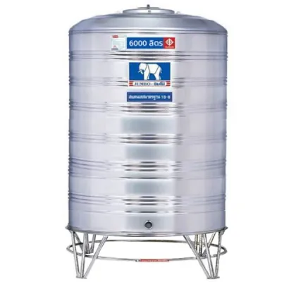 แทงค์น้ำสแตนเลส JUMBO ก้นเรียบ ขนาด 6000 ลิตร รุ่น JMFL6000