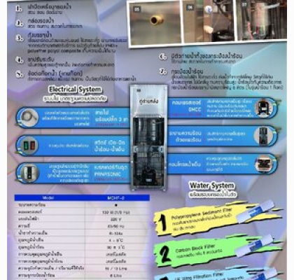 ตู้ทำน้ำร้อน-น้ำเย็นสแตนเลส 2 ก๊อก มีระบบกรองน้ำในตัว รุ่น MCHF-2