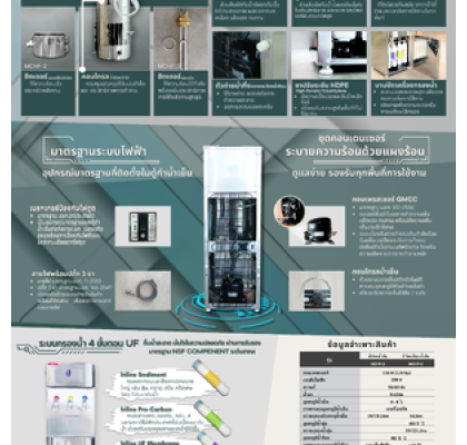 ตู้ทำน้ำร้อน-น้ำอุ่น-น้ำเย็นสแตนเลส 3 ก๊อก มีระบบกรองน้ำในตัว รุ่น MCHF-3