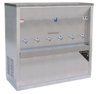 ตู้ทำน้ำเย็นสแตนเลส แบบต่อท่อ แผงร้อน รุ่น MC-6PW